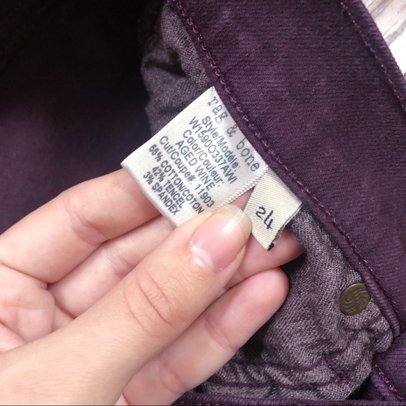 rag & bone • The Dre skinny boyfriend jeans Aged Wine burgundy maroon ankle slim - Picture 7 of 10